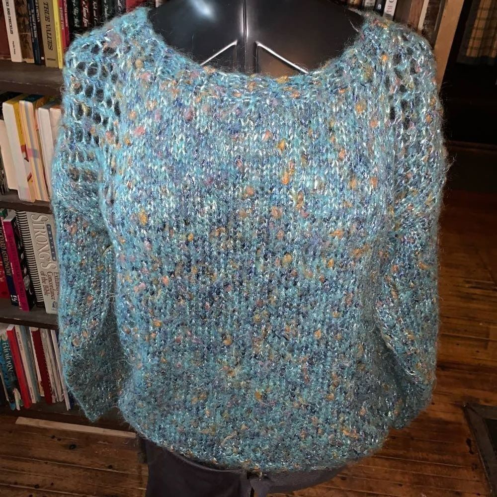 Handmade green multicolored cottagecore oversized L sweater